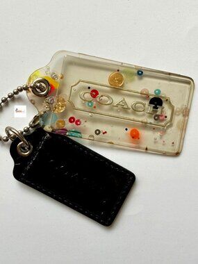 Coach Poppy Glitter Confetti XL Resin Hangtag (bonus black tag)